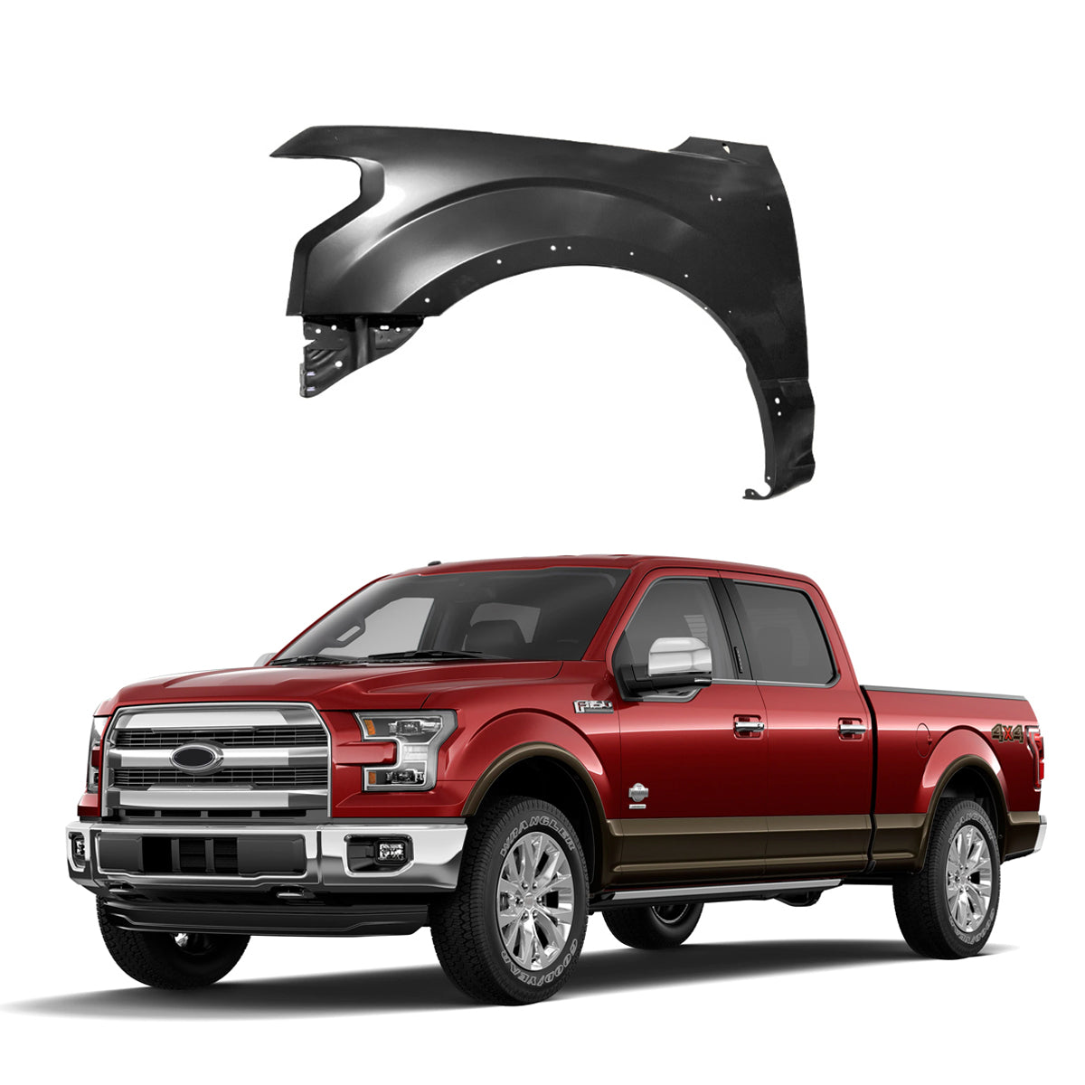 Replacement FRONT FENDER, LH, 2015-2020 Ford F150, (Alum)