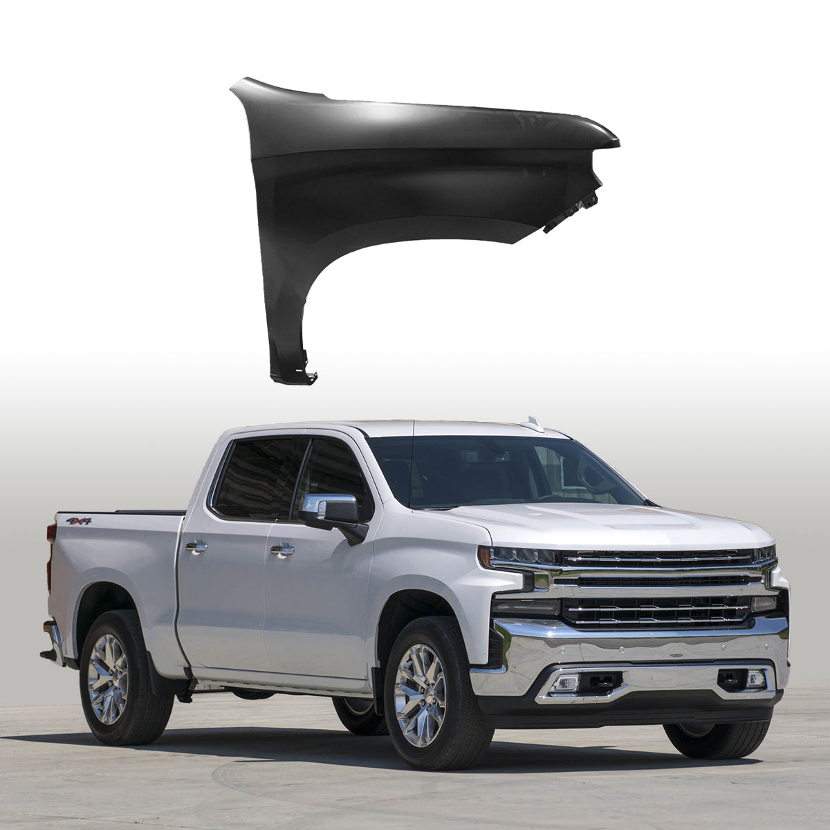 Replacement FRONT FENDER, RH, 2019-2023 Chevrolet Silverado 1500, 84502611, (Steel)