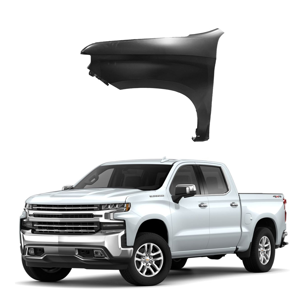 Replacement FRONT FENDER, LH, 2019-2023 Chevrolet Silverado 1500, 84502610, (Steel)