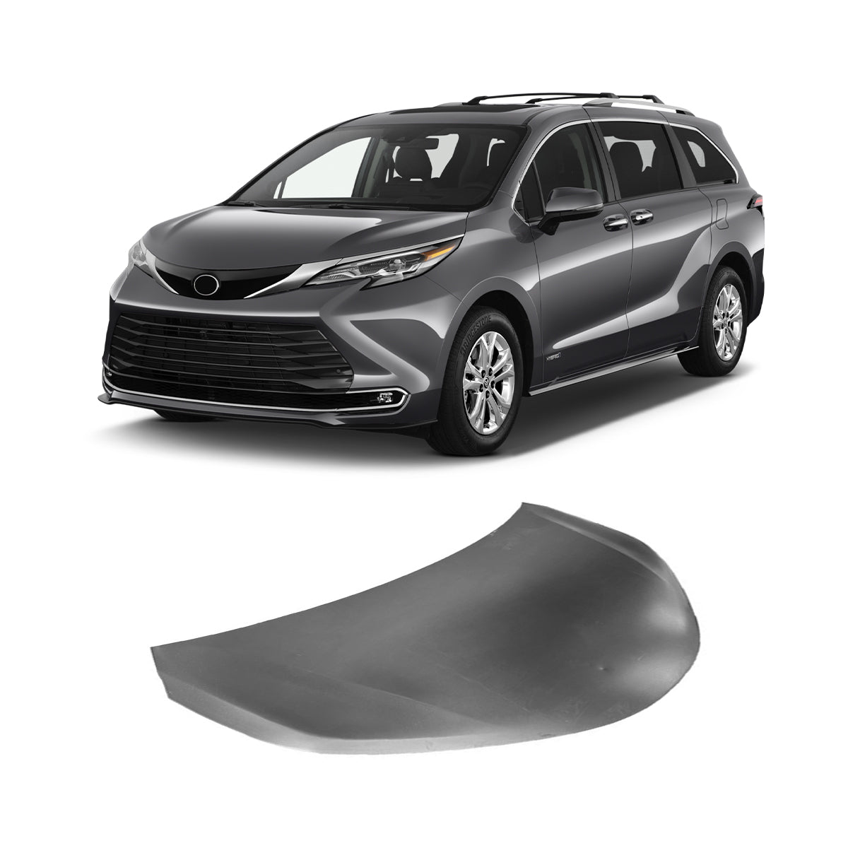 Replacement HOOD, 2021-2023 Toyota Sienna, 533010E170, (Alum)