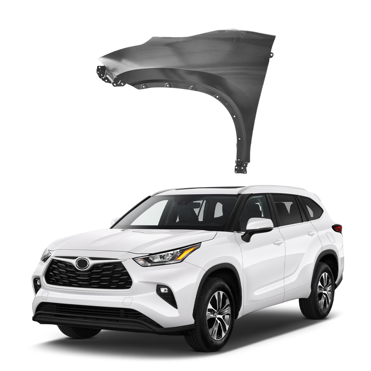 Replacement FRONT FENDER, LH, 2021-2023 Toyota Highlander, (Steel)