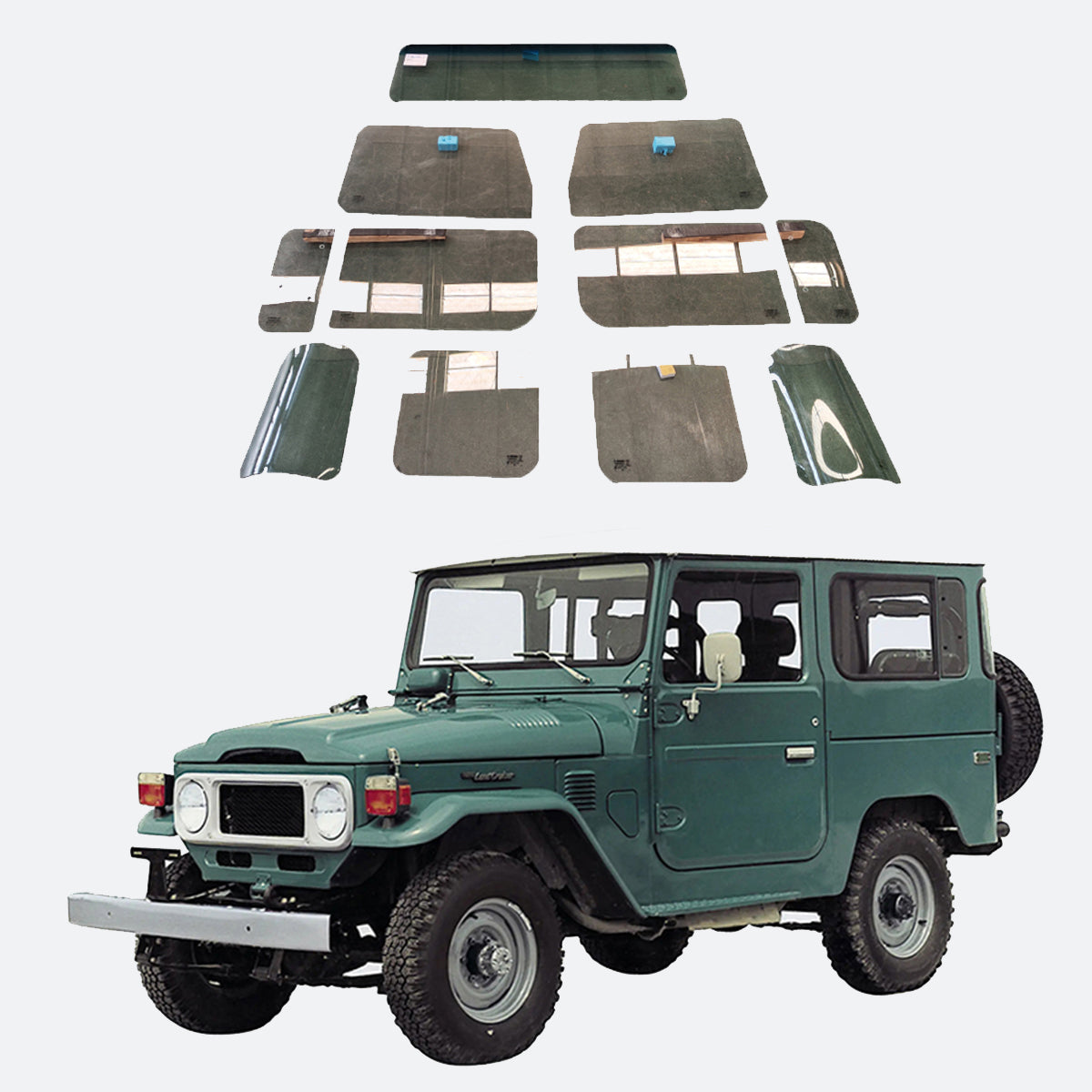 Front Door Window Glass LH, for FJ40, FJ45 Toyota Land Cruiser 1975-1984