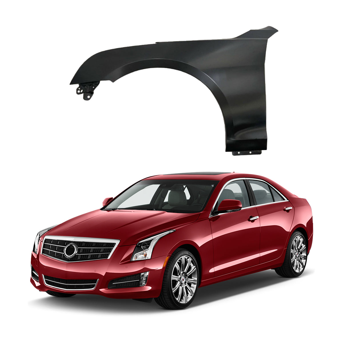 Replacement FRONT FENDER, LH, 2013-2019 Cadillac ATS, 84110677, (Alum)