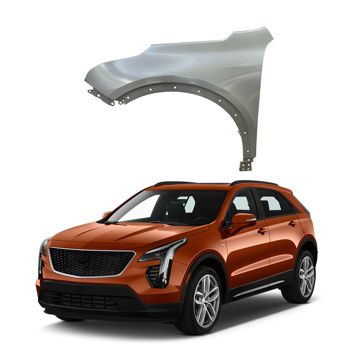 Replacement FRONT FENDER, LH, 2019-2022 Cadillac XT4, 84216122, (Alum)