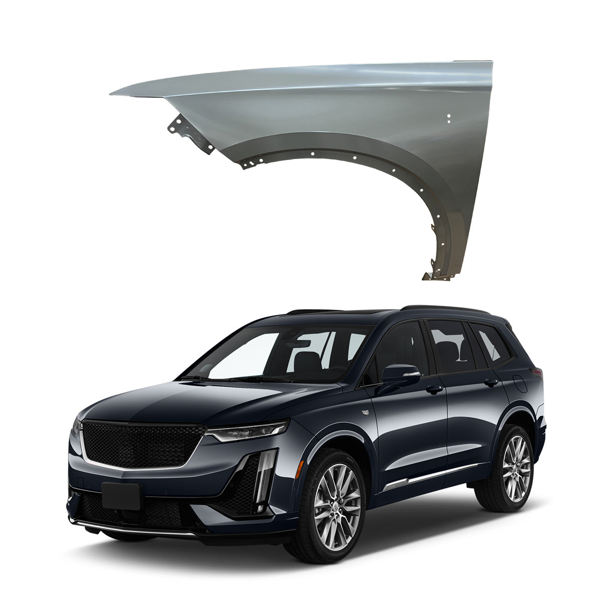 Replacement FRONT FENDER, LH, 2020-2022 Cadillac XT6, 84596459, (Alum)
