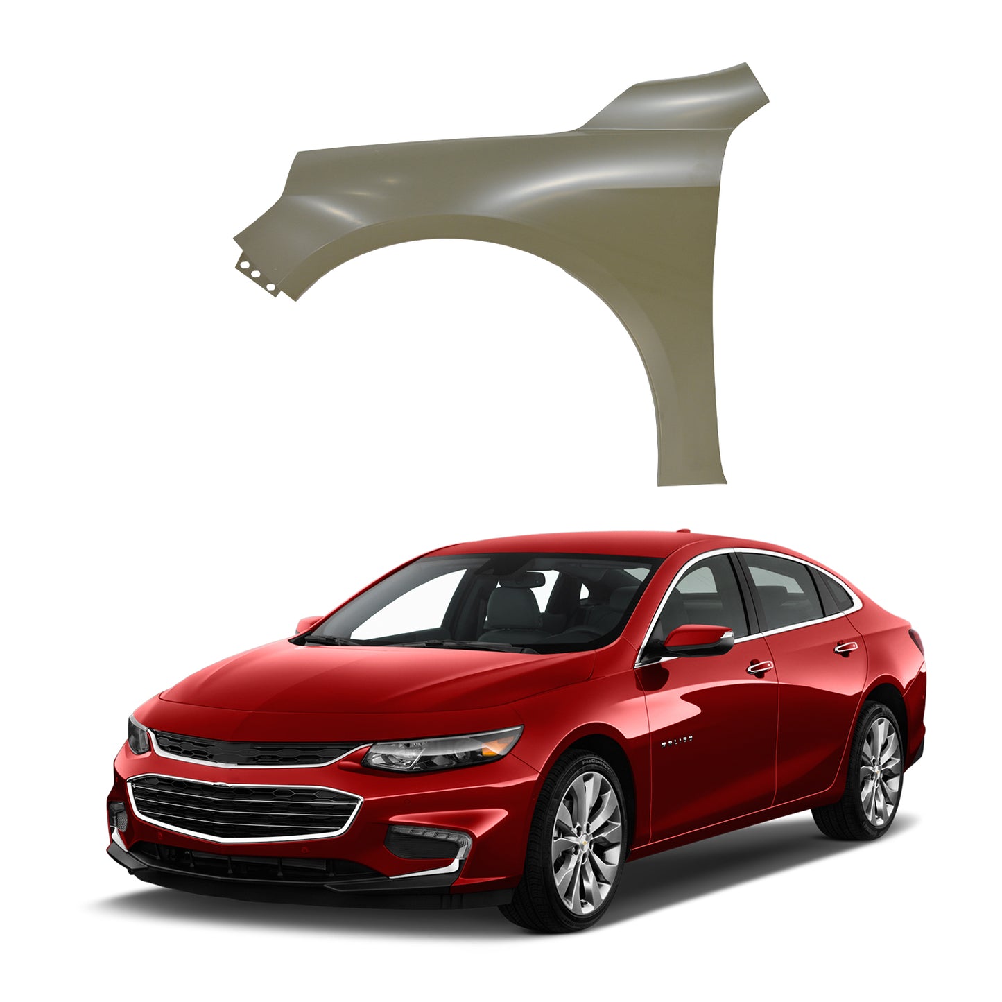 Replacement FRONT FENDER, LH, 2016-2022 Chevrolet Malibu, 84077865, (Steel)