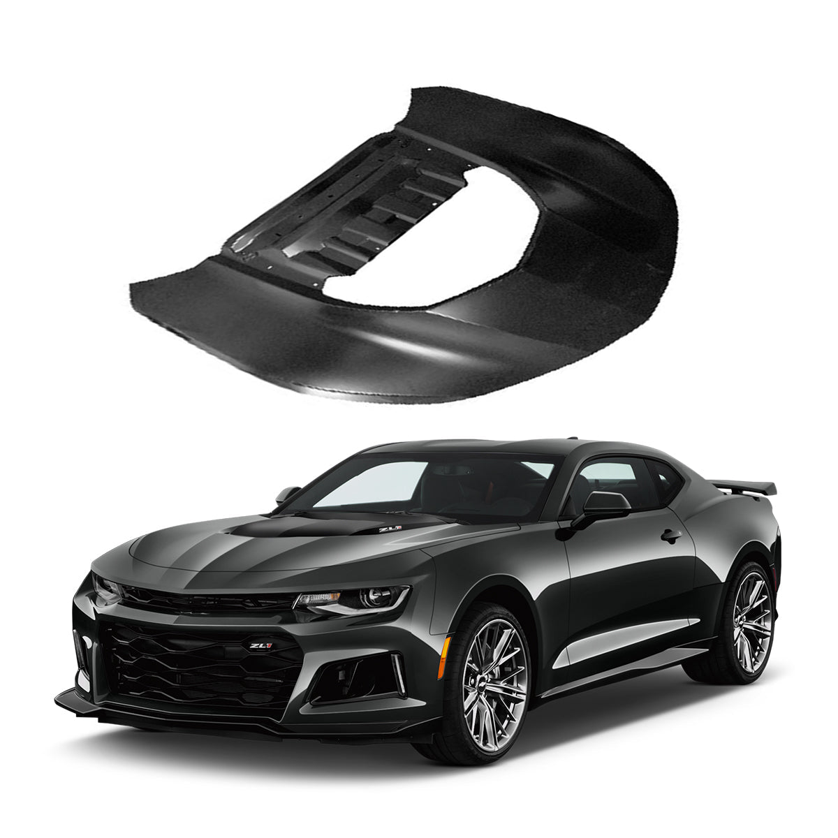 Replacement HOOD, W/O SCOOP, 2017-2022 Chevrolet Camaro, 23483328, (Alum)