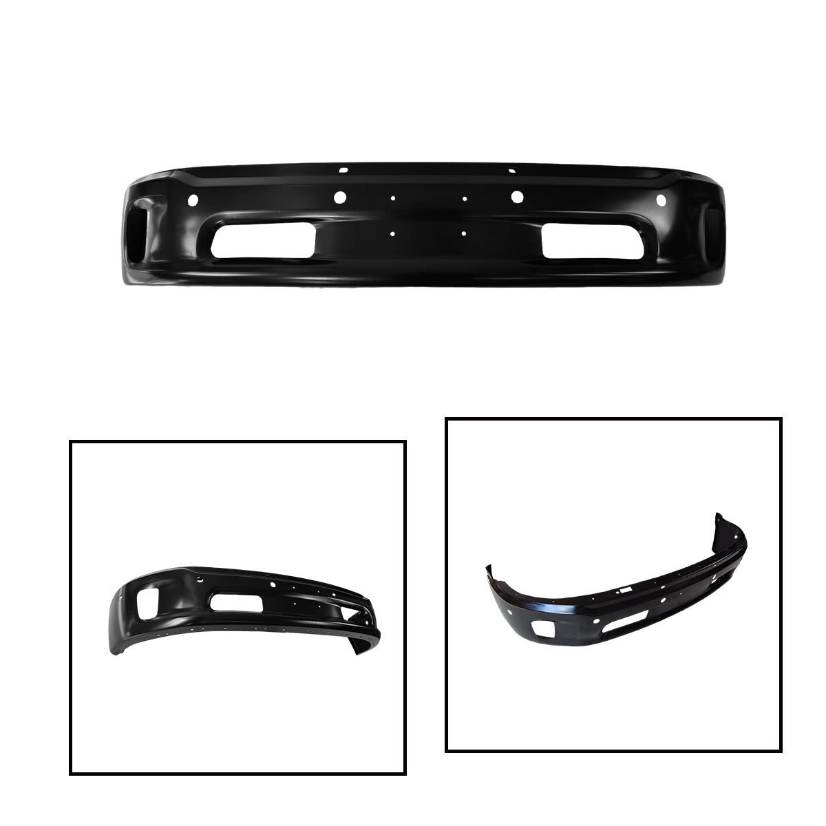 Replacement FRONT BUMPER, BLACKE-COATED, W/O FOG, W/O SENSOR, 2013-2018 Ram 1500, (Steel)