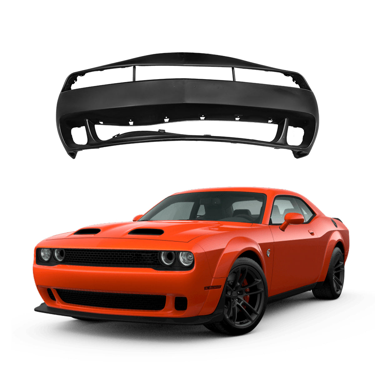 Replacement FRONT BUMPER, 2015-2021 Dodge Challenge, (Plastic)