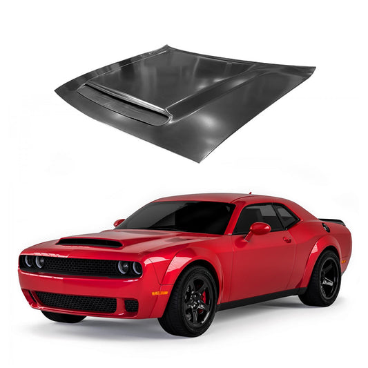 Replacement HOOD, DEMON STYLE WITH VENT, 2015-2023 Dodge Challenger,  68372580AE, (Alum)