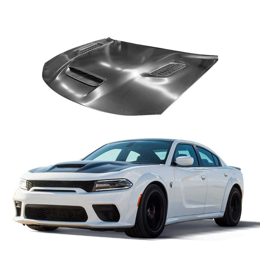 Replacement HOOD FOR REDEYE, W. 3 SCOOPS, 2015-2023 Dodge Charger, (Alum)