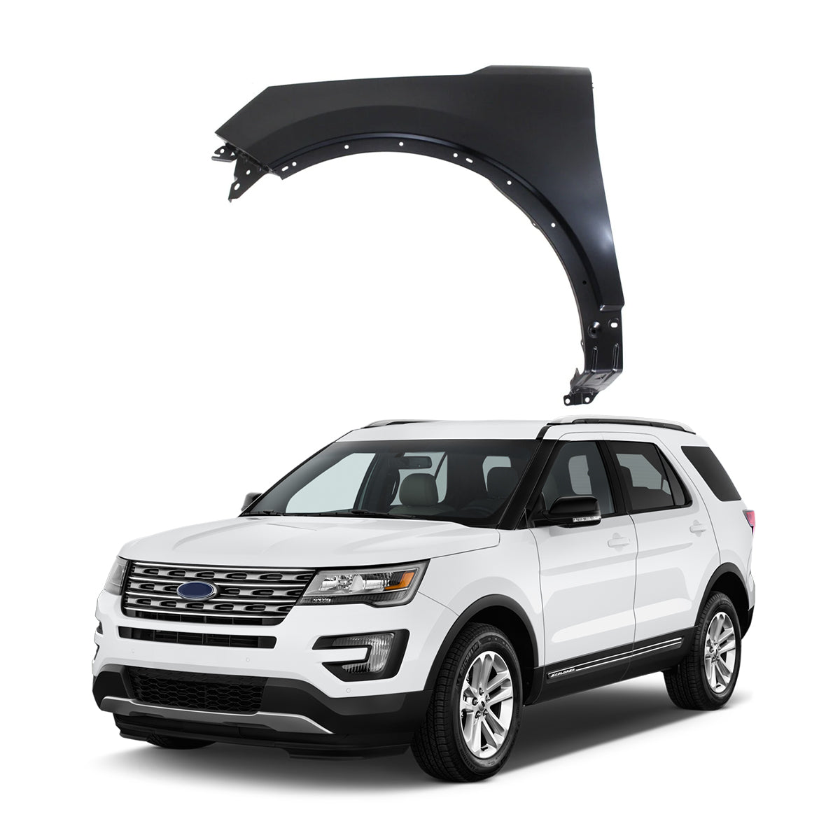Replacement FRONT FENDER, LH, 2016-2019 Ford Explorer, FB5Z16006A, (Steel)