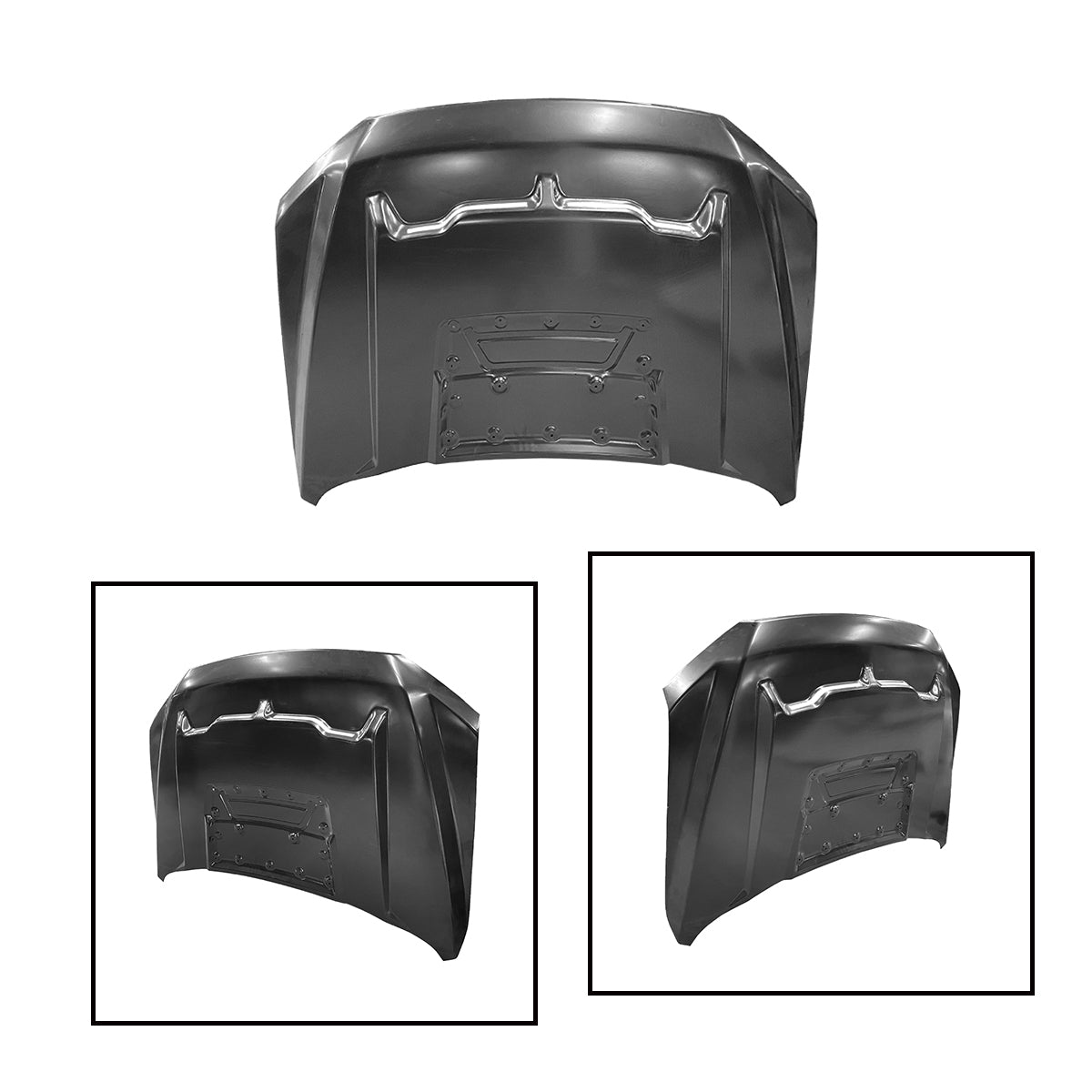 Replacement GT500 STYLE W/AIR VENT SCOOP HOOD, 2015-2020 Ford F150, (Alum)