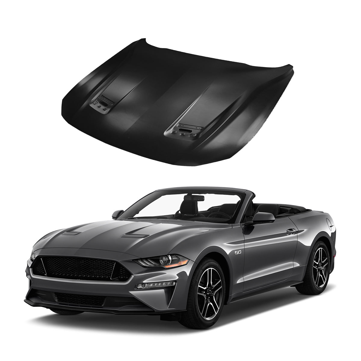 Replacement GT HOOD, 2018-2022 Ford Mustang, JR3Z16612A, (Alum)