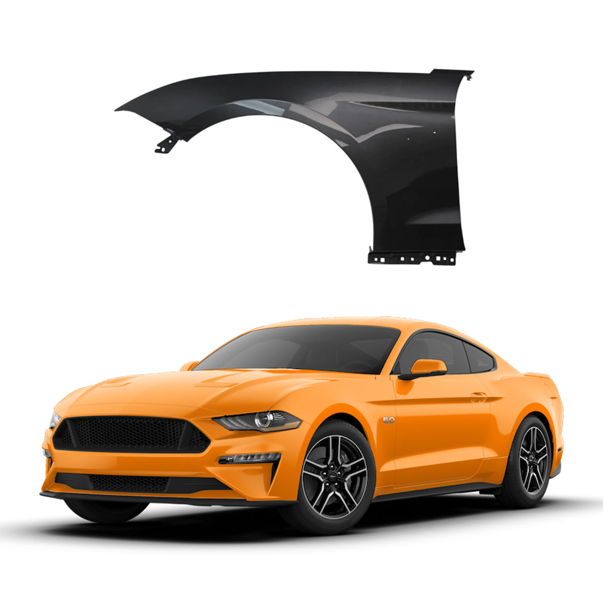 Replacement FRONT FENDER, LH, 2018-2022 Ford Mustang, JR3Z16006A, (Alum)