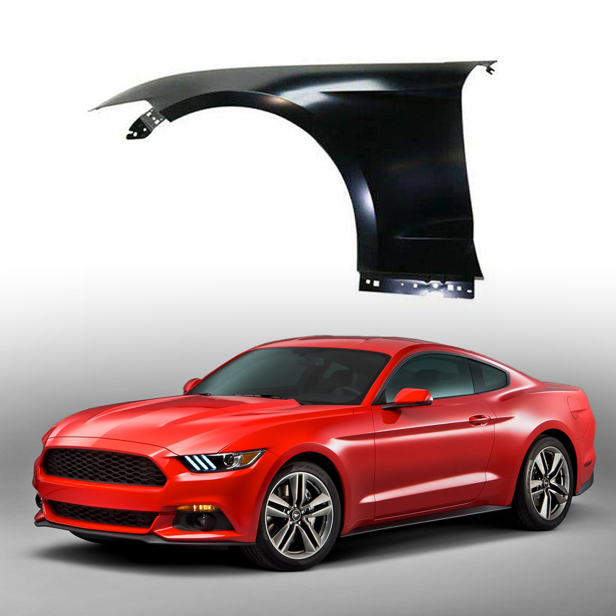 Replacement FRONT FENDER, LH, 2015-2017 Ford Mustang, FR3Z16006A, (Alum)
