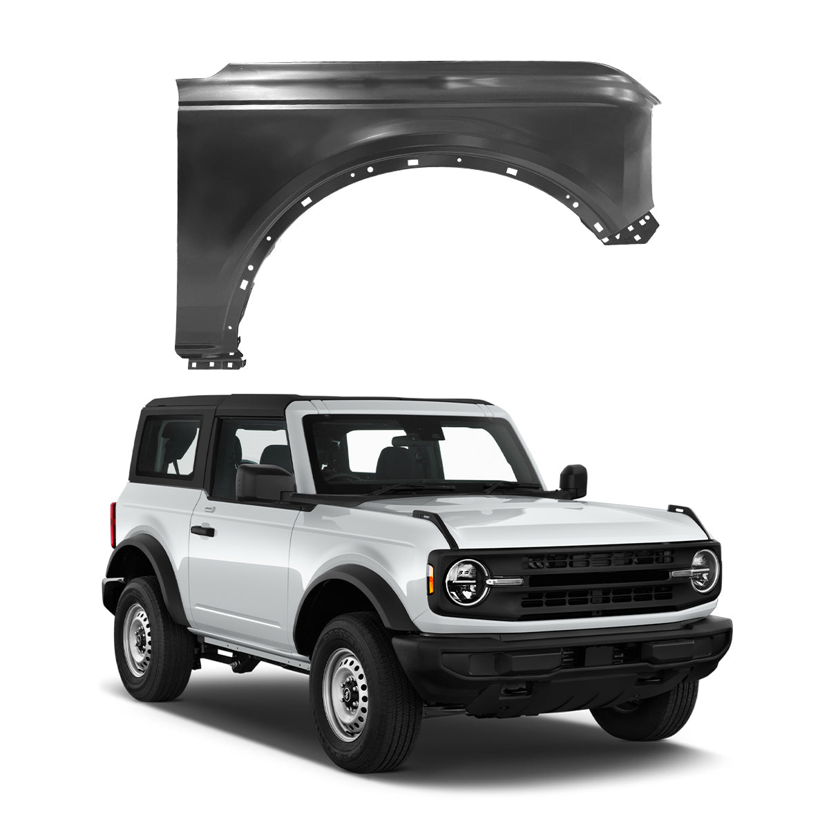 Replacement FRONT FENDER, RH, 2021-2023 Ford Bronco, M2DZ16005A, (Steel)
