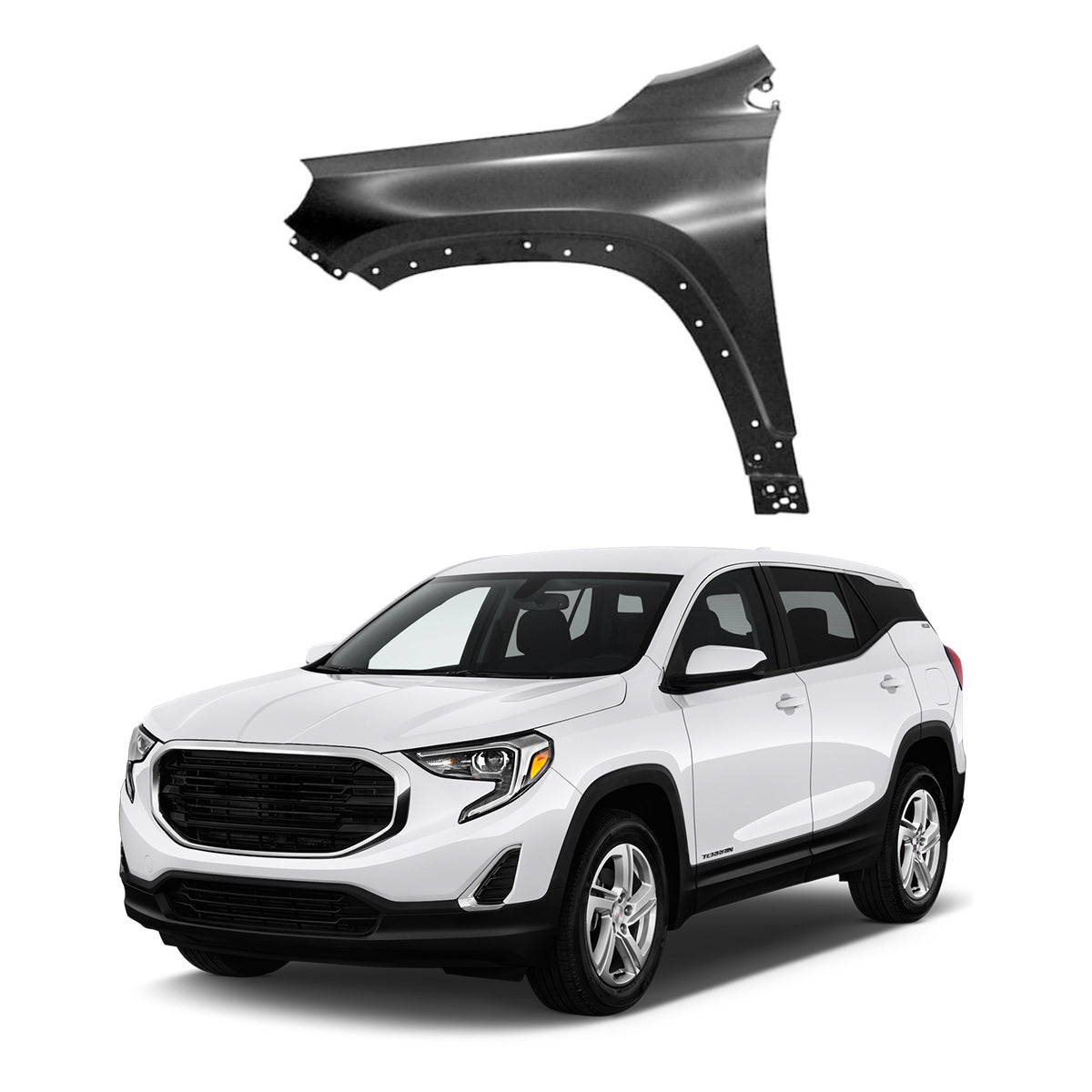 Replacement FRONT FENDER, LH, 2017-2023 GMC Terrain, 84278262, (Steel)