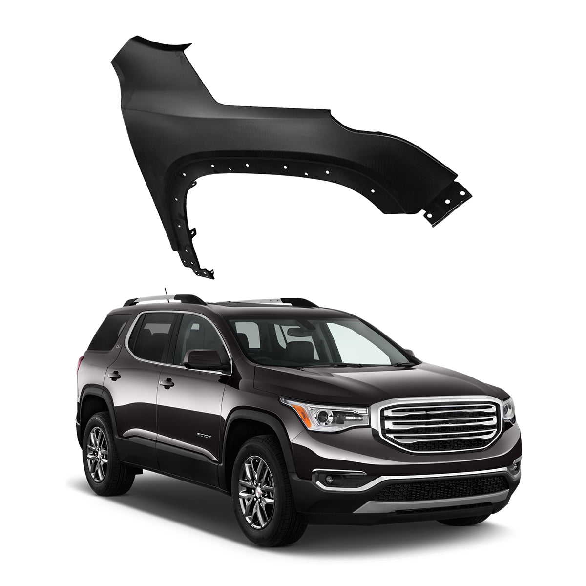 Replacement FRONT FENDER, RH, 2017-2019 GMC Acadia, 84471775, (Alum)