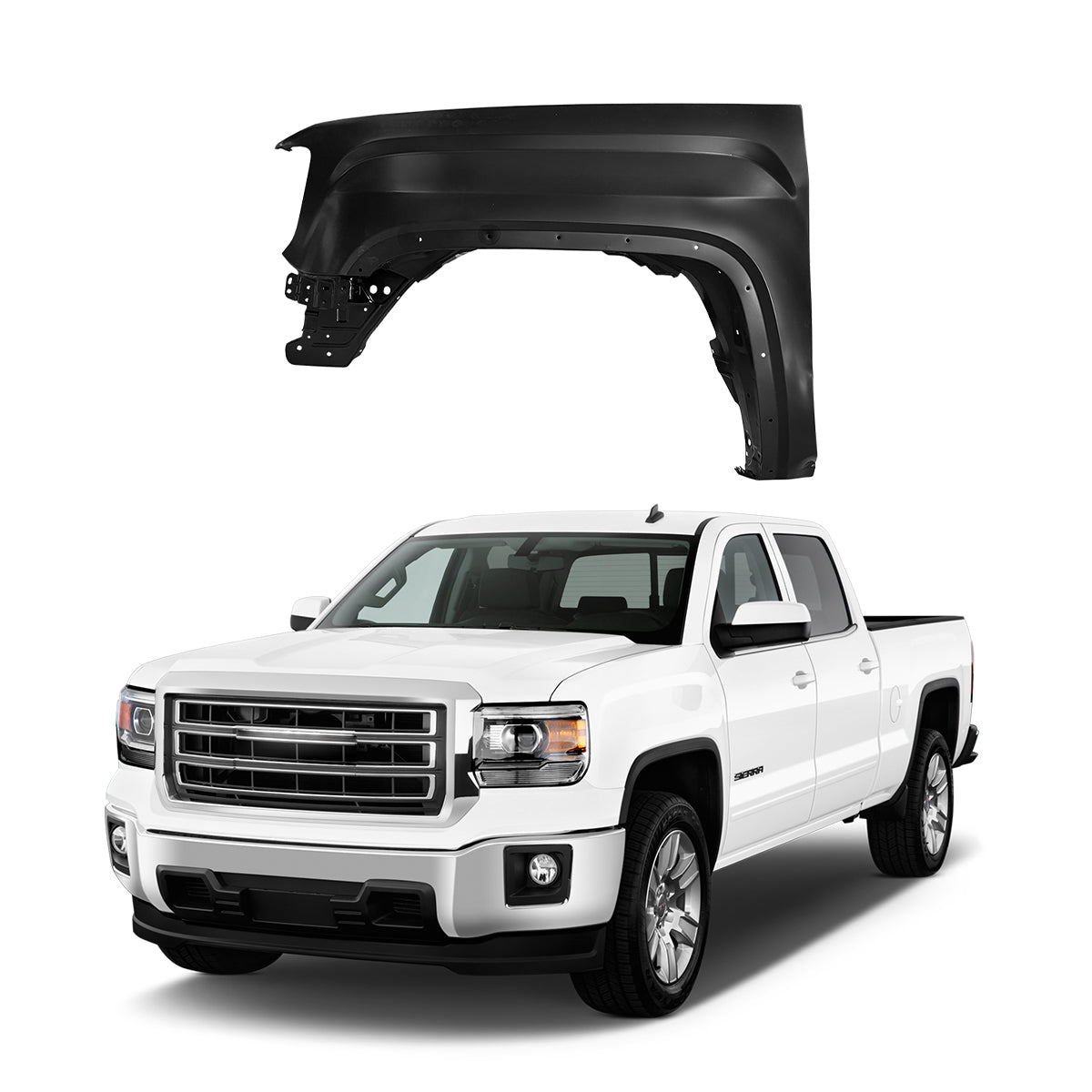 Replacement FRONT FENDER, 2014-2018 GMC Sierra 1500, LH23303550, (Steel)