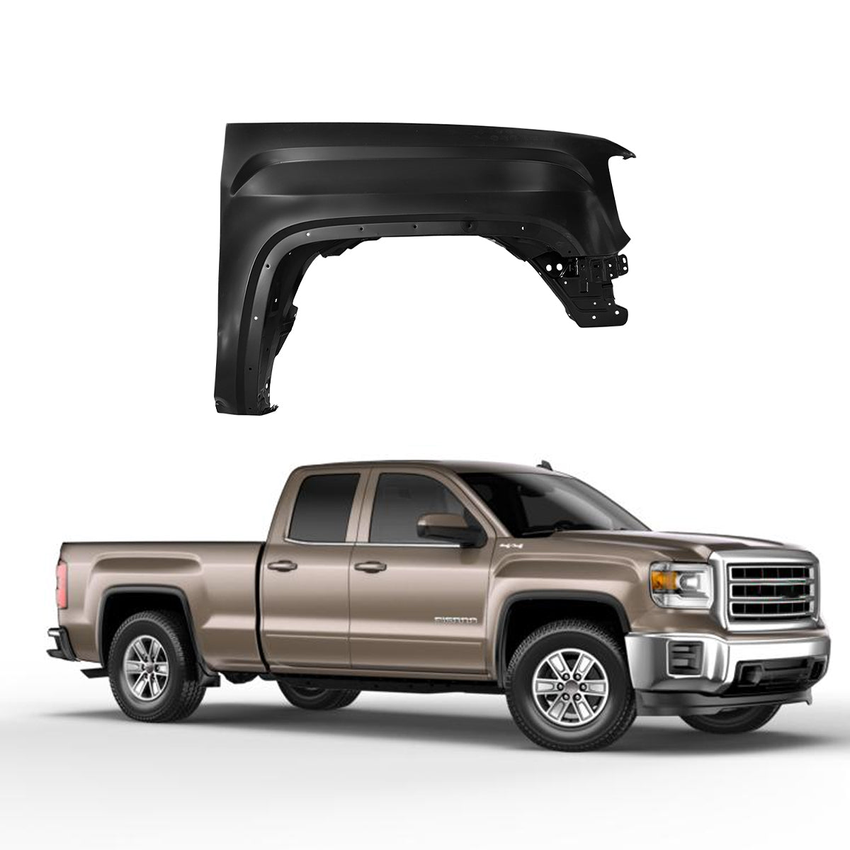 Replacement FRONT FENDER, 2014-2018 GMC Sierra 1500, RH84214216, (Steel)