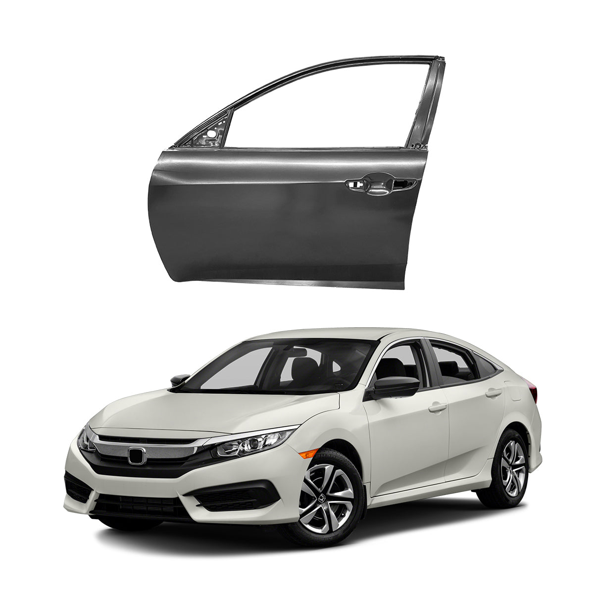 Replacement FRONT DOOR, LH, 2016-2021 Honda Civic, (Steel)