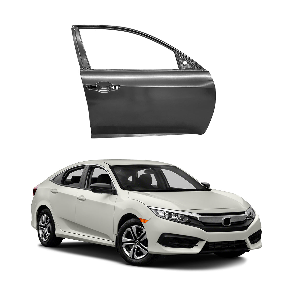 Replacement FRONT DOOR, RH, 2016-2021 Honda Civic, (Steel)