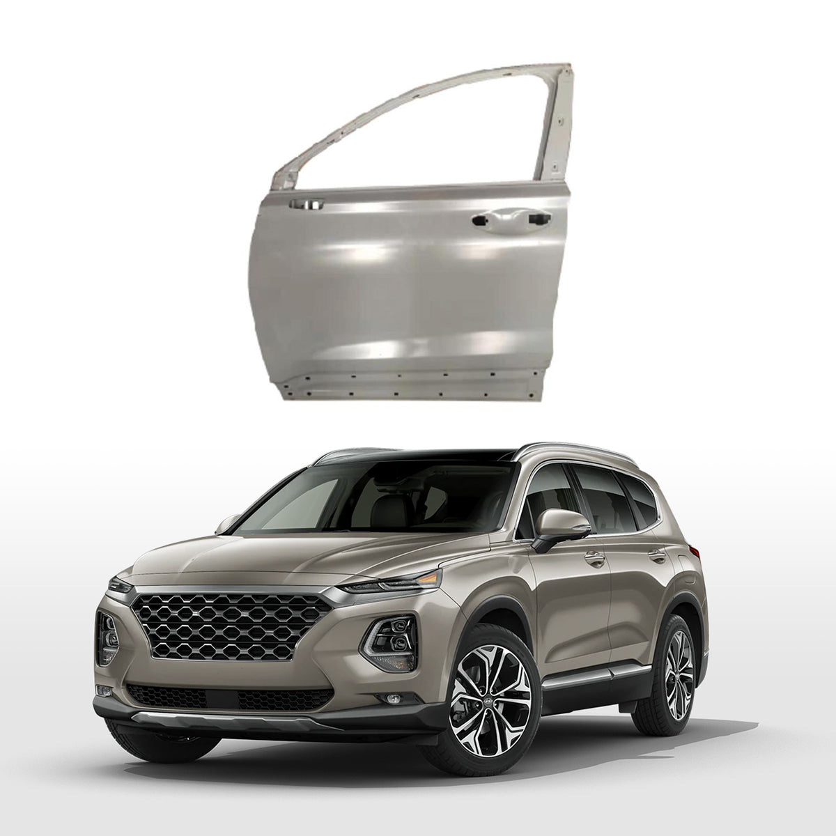 Replacement FRONT DOOR, LH, 2019-2023 Hyundai Santa fe, (Steel)