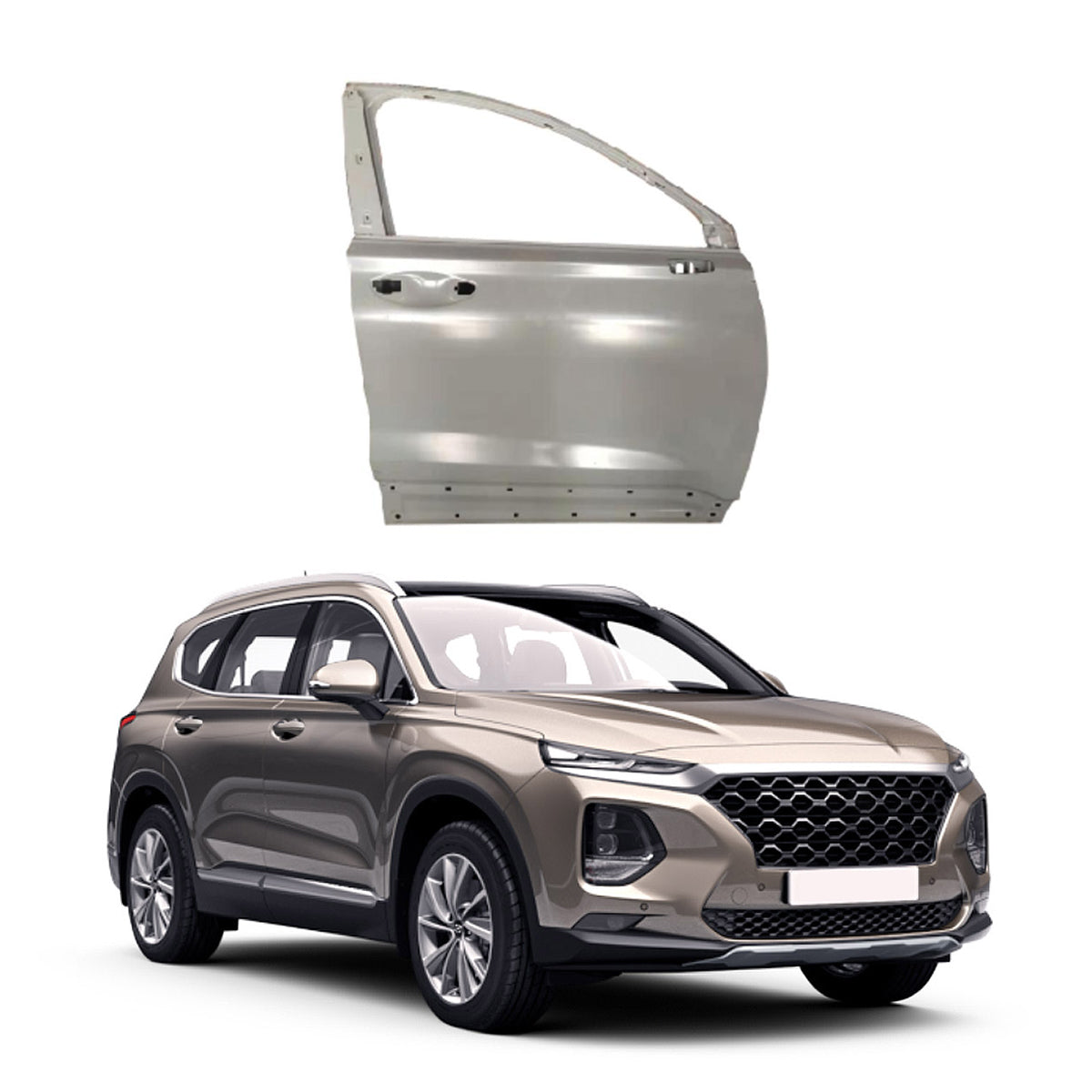 Replacement FRONT DOOR, RH, 2019-2023 Hyundai Santa fe, (Steel)