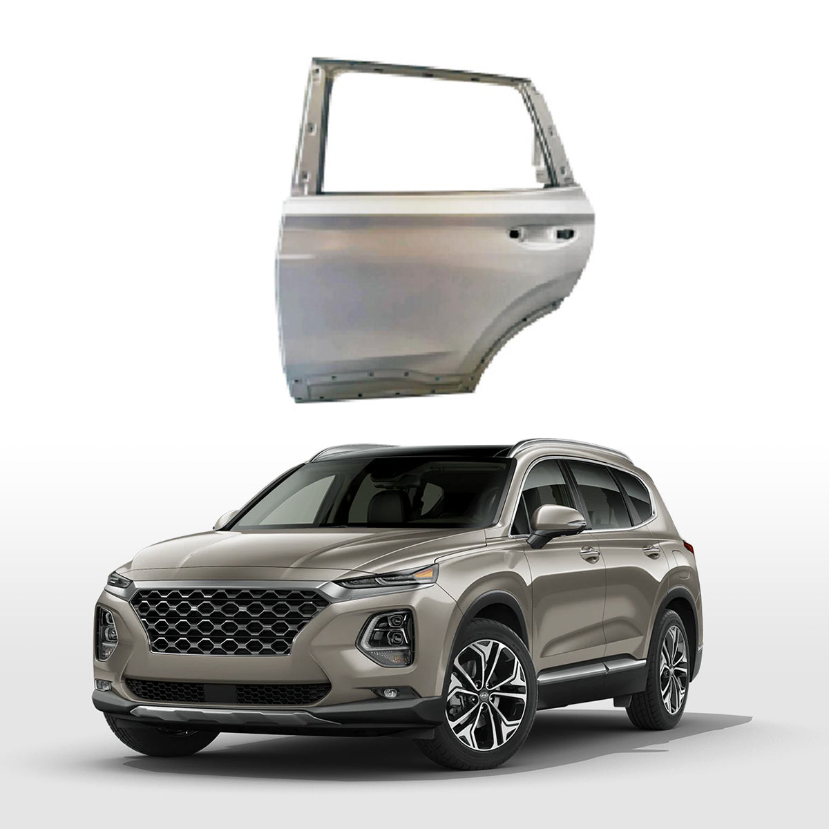 Replacement REAR DOOR, LH, 2019-2023 Hyundai Santa fe, (Steel)