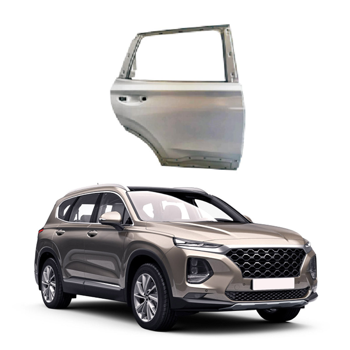 Replacement REAR DOOR, RH, 2019-2023 Hyundai Santa fe, (Steel)