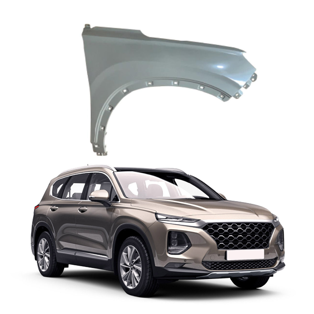 Replacement FRONT FENDER, RH, 2019-2023 Hyundai Santa fe, 66321-S1000, (Alum)