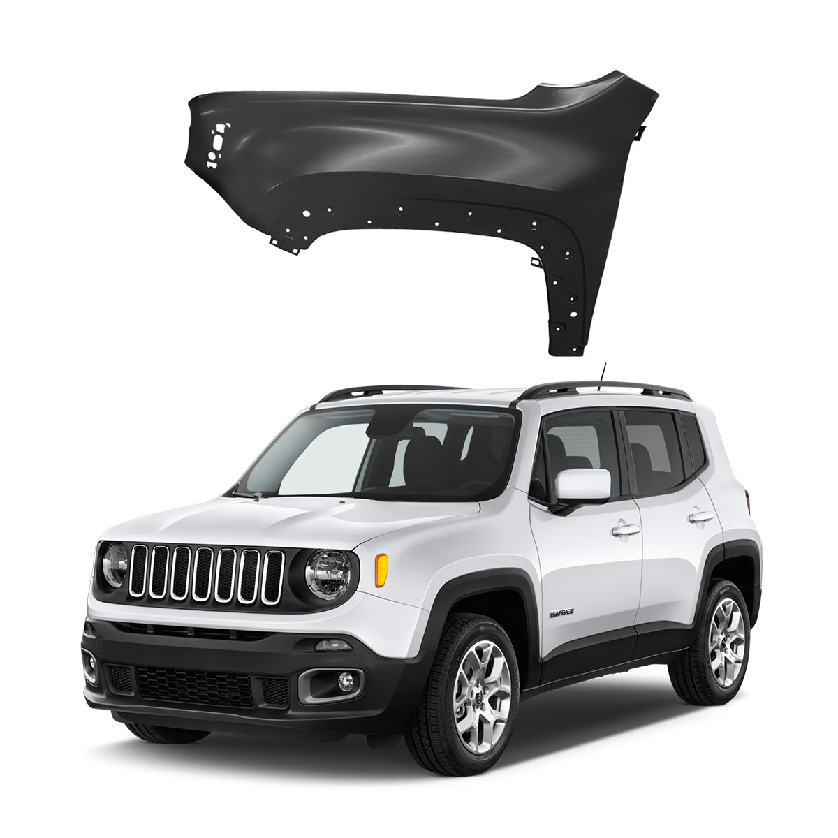 Replacement FRONT FENDER, LH, 2015-2023 Jeep Renegade, 53401170, (Steel)