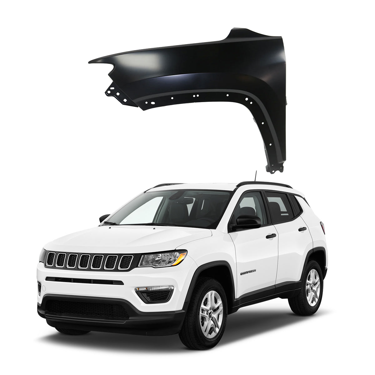 Replacement FRONT FENDER LH, 2017-2023 Jeep Compass, 53428857, (Steel)