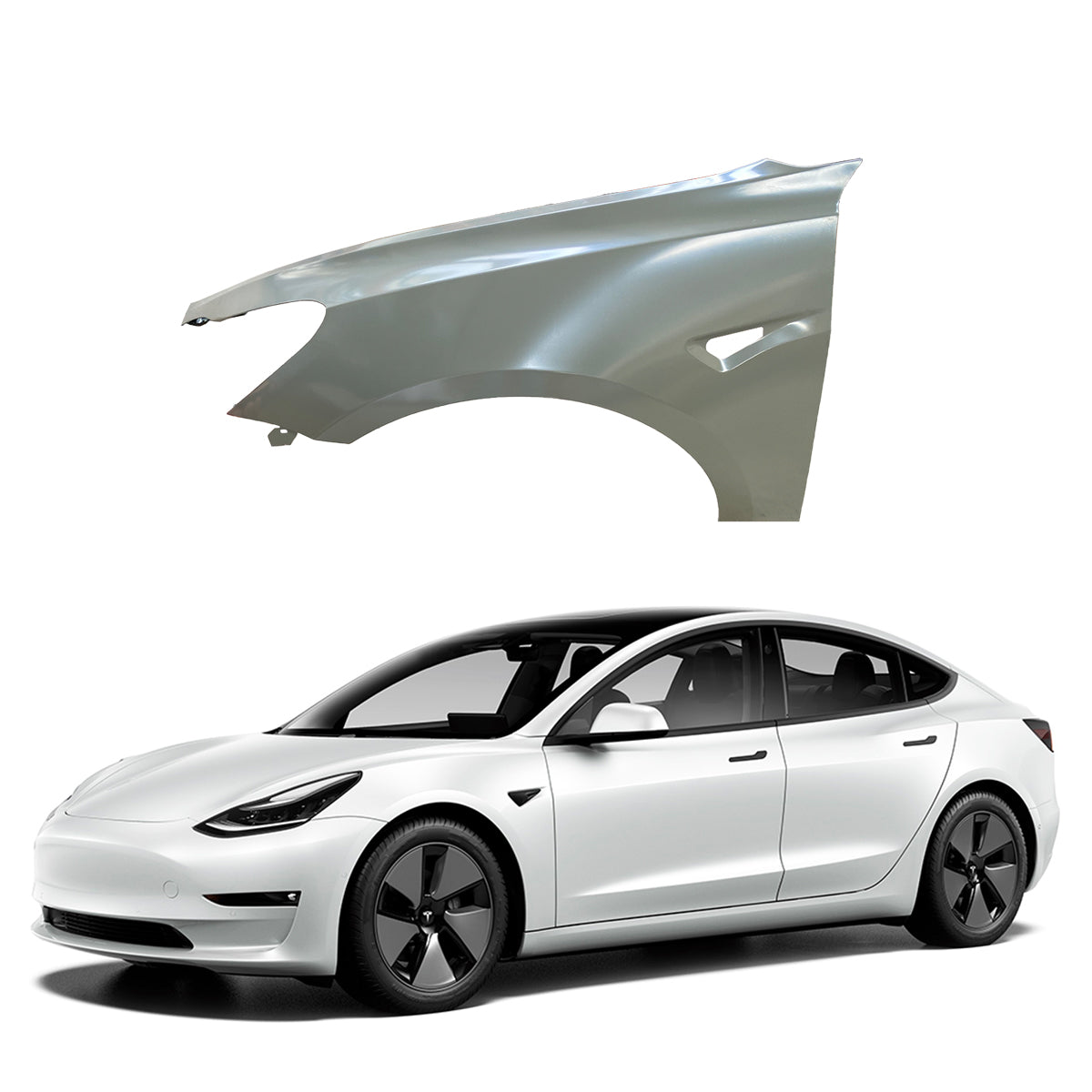 Replacement FRONT FENDER LH, 2015-2023 Tesla Model 3, 1081401E0D, (Alum)