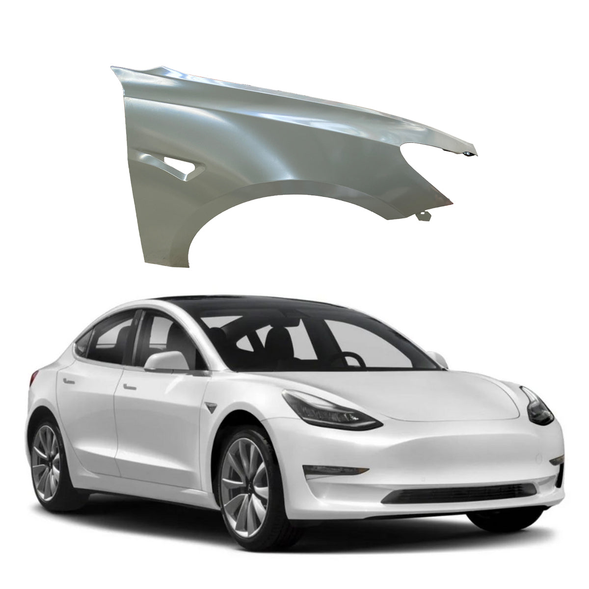 Replacement FRONT FENDER, RH, 2015-2023 Tesla Model 3, 1081400E0D, (Alum)