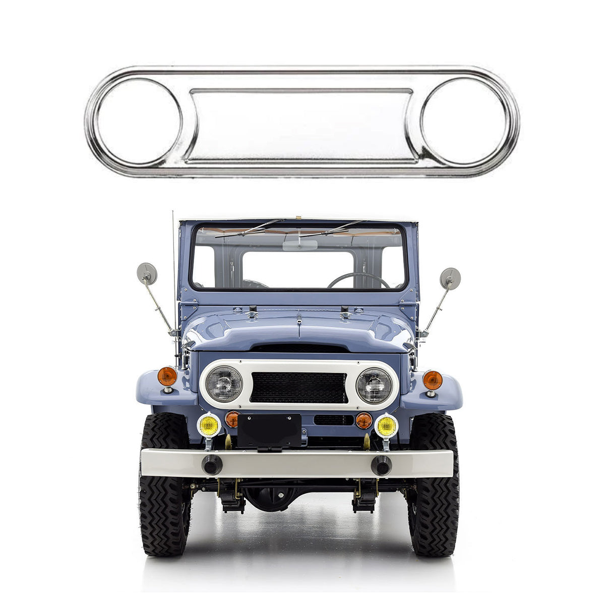 Front Bezel 70-78 with chrome, for FJ40, FJ45 Toyota Land Cruiser