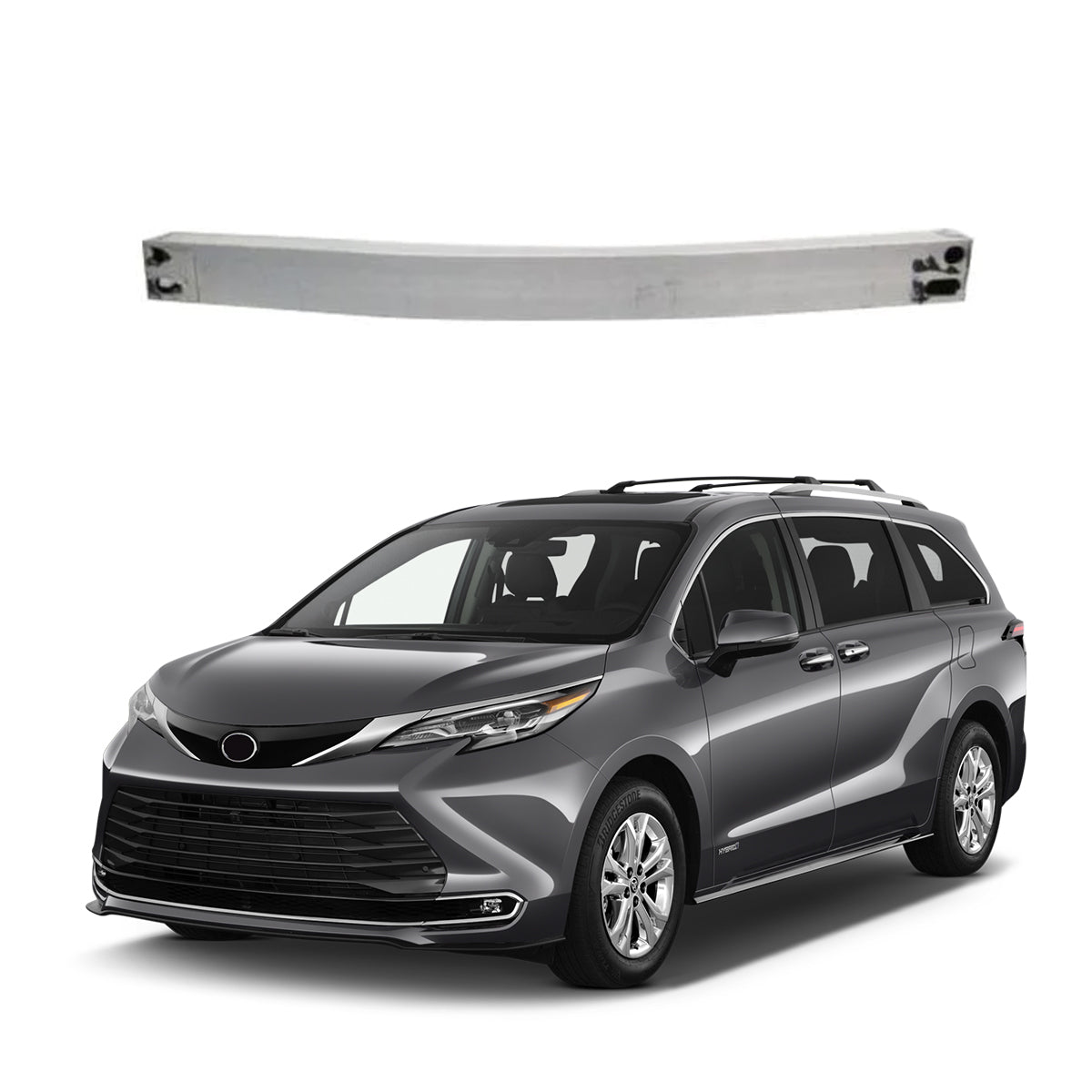 Replacement FRONT BUMPER REINFORCEMENT, 2021-2023 Toyota Sienna, 52021-08060, (Alum)
