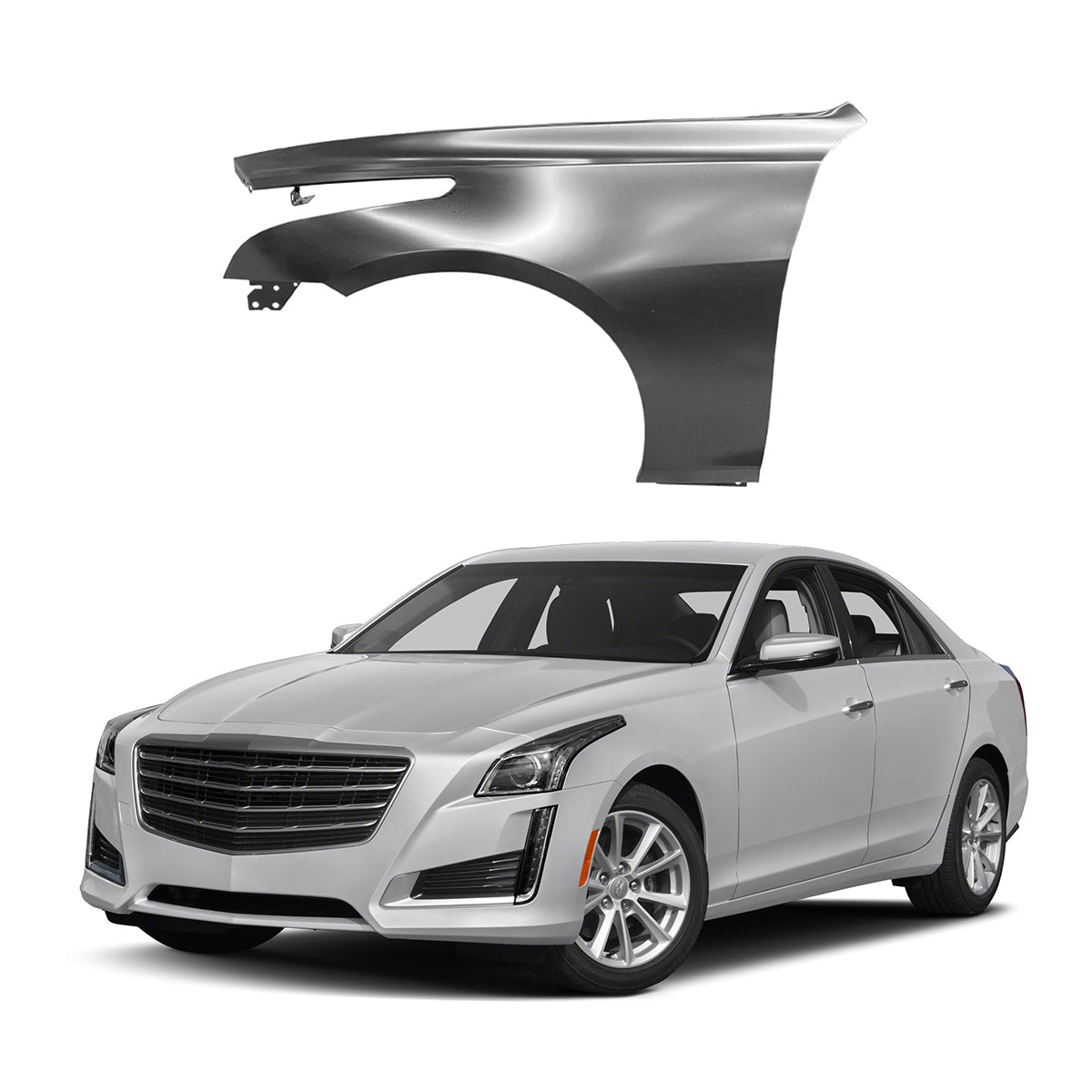Replacement FRONT FENDER, LH, 2014-2019 Cadillac CTS, 84054144, (Alum)