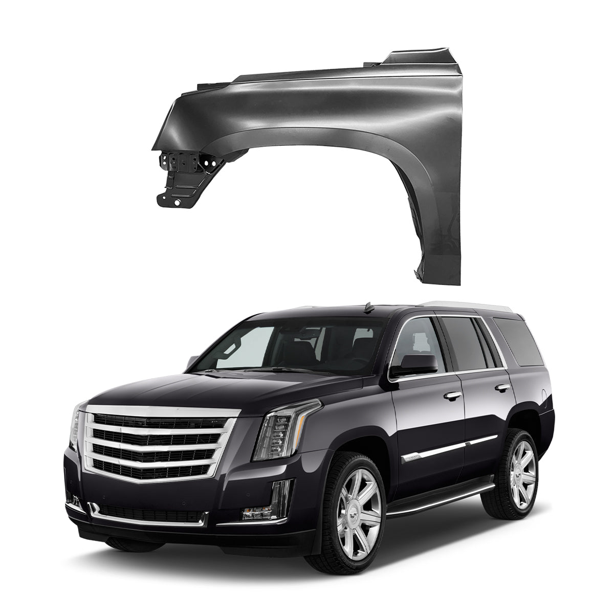 Replacement FRONT FENDER, LH, 2015-2020 Cadillac Escalade, 84216913, (Alum)