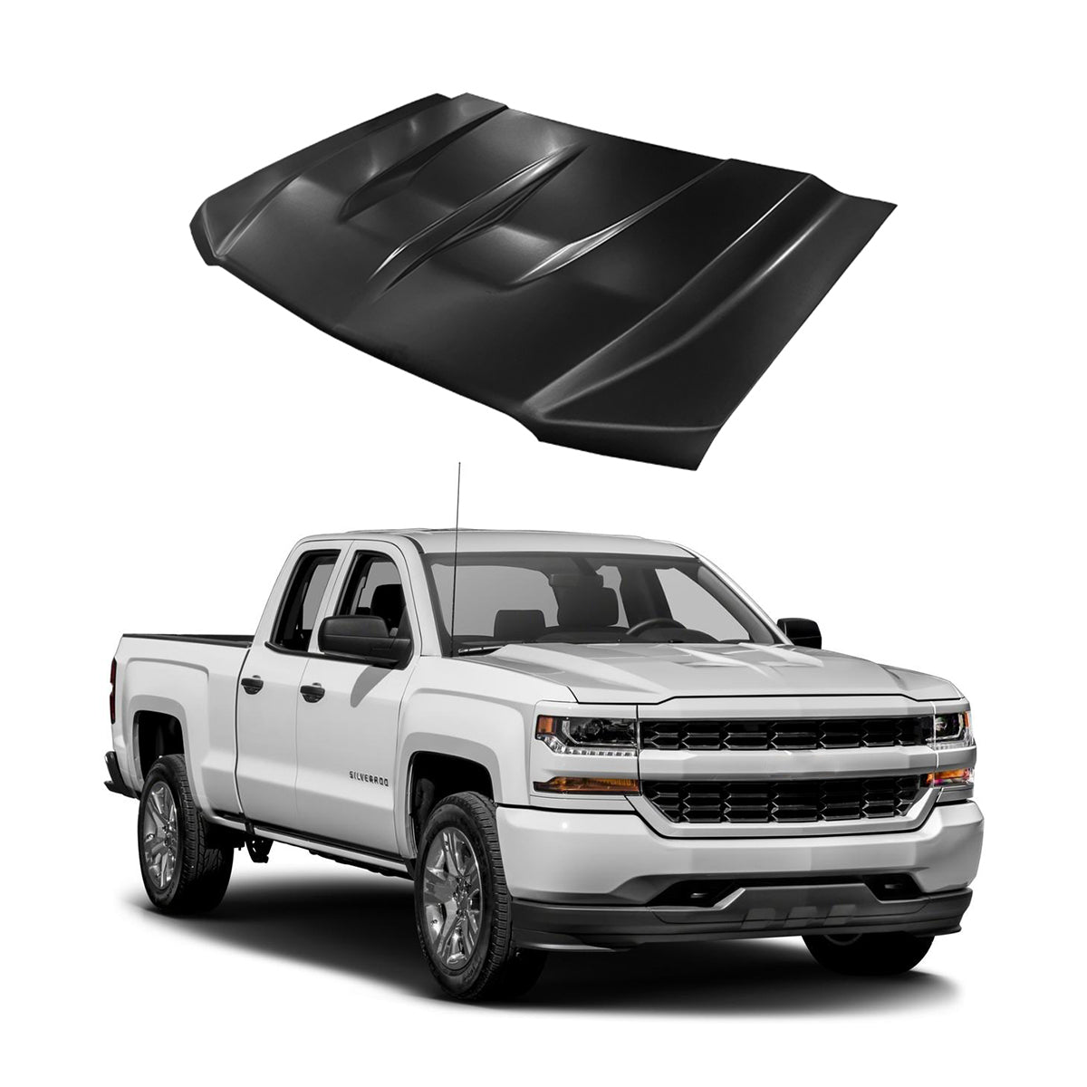 Replacement HOOD, 2016-2018 Chevrolet Silverado 1500, 23392664, (Alum ...