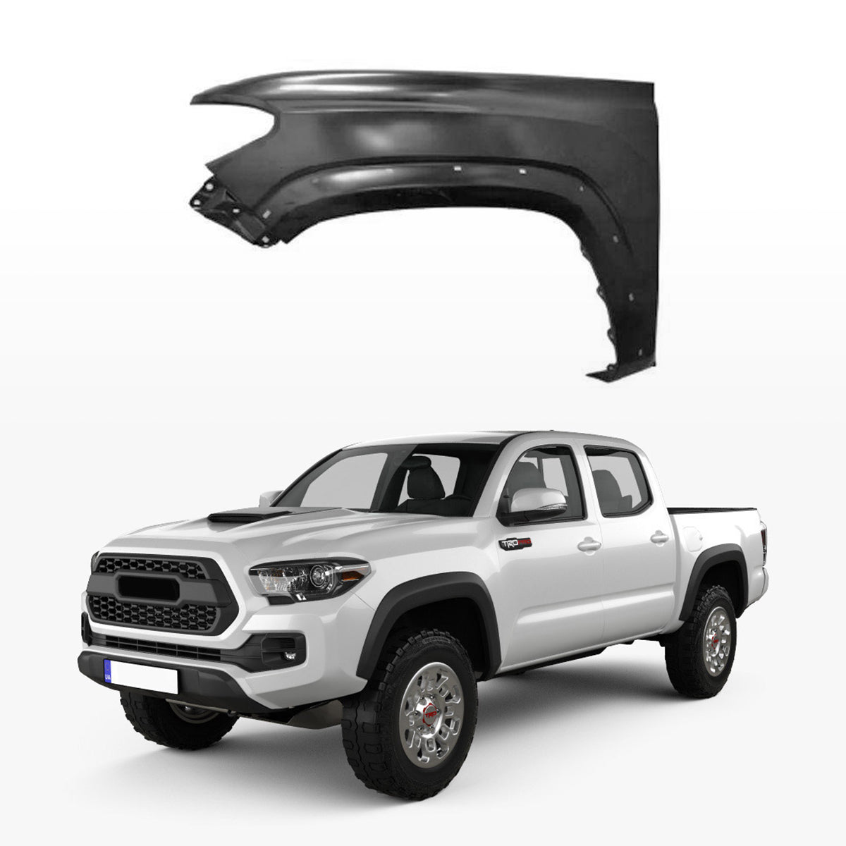 Replacement FRONT FENDER, LH, 2014-2023 Toyota Tacoma, (Alum)